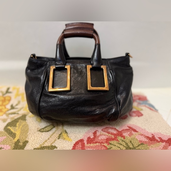 Vintage CHLOE Ethel Satchel Bag in Black Tumbled Lambskin Leather Black - Picture 4 of 14